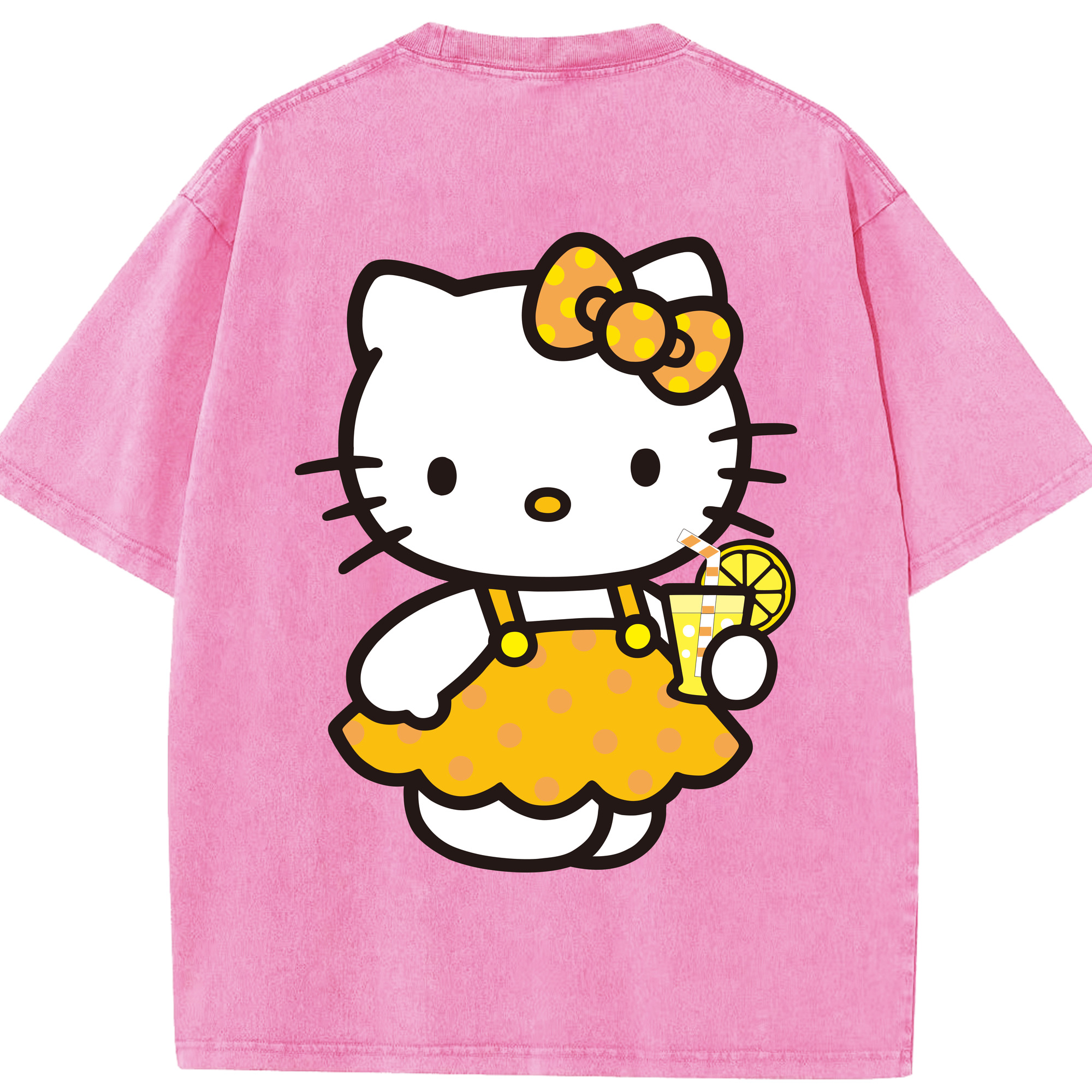 （画像用） Hello Kitty ハローキティ 綿100% ヴィンテージ風 半袖Tシャツ（背面プリント）